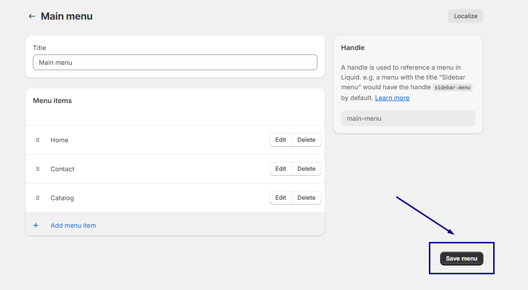 click Save menu to confirm your changes
